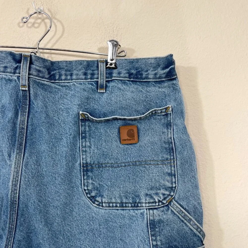 Carhartt Jean Shorts Mens 42 Carpenter B29‎ STW Denim Blue Workwear Y2K